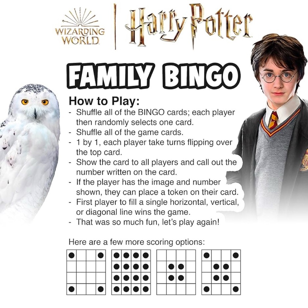 Harry Potter Family Bingo Game Party Officially Licensed Harry Potter NEW!!! - Picture 5 of 7